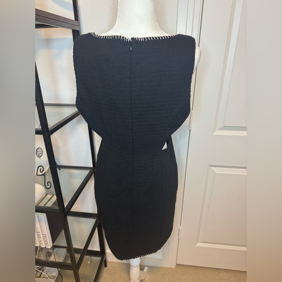 NWT Avec Les Filles Womens Contrast Trim Mini Sheath Dress Black Cream Size L - Picture 6 of 8